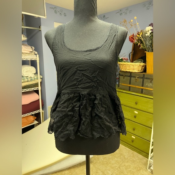 Tops - Black tank top with lace detail